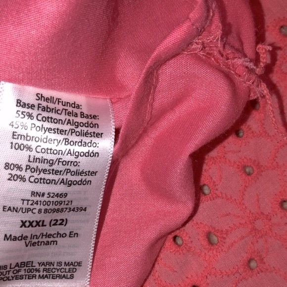Time and Tru summer coral eyelet dress size 22 new with tags - Picture 9 of 10